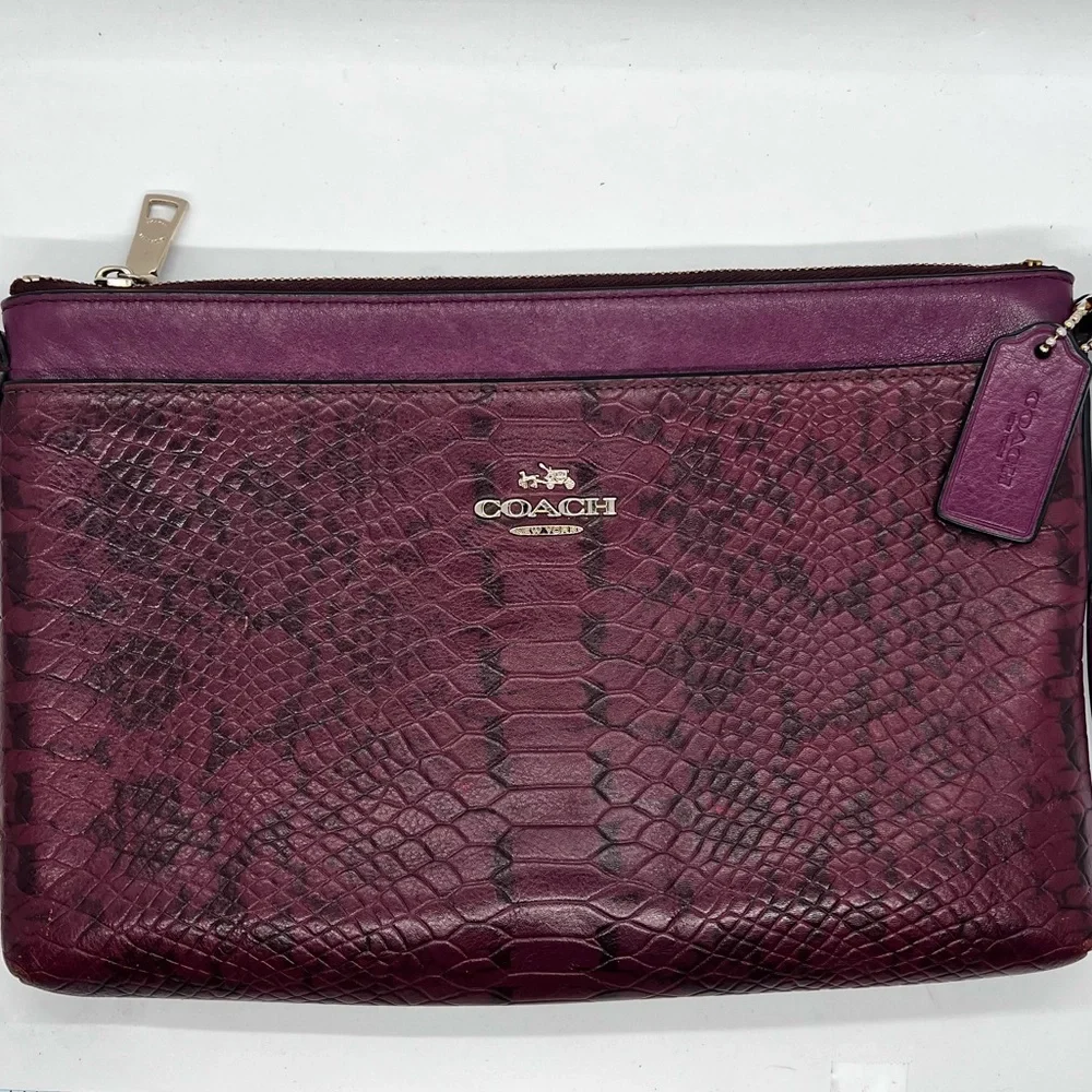 COACH Journal Crossbody In Colorblock Exotic Embossed Leather EUC - Picture 2 of 16